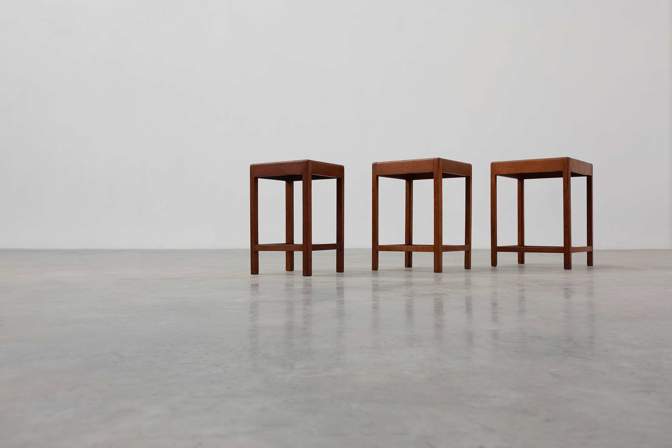 Set of 3 oak wood stacking tables in Art Deco style, France ca. 1925thumbnail